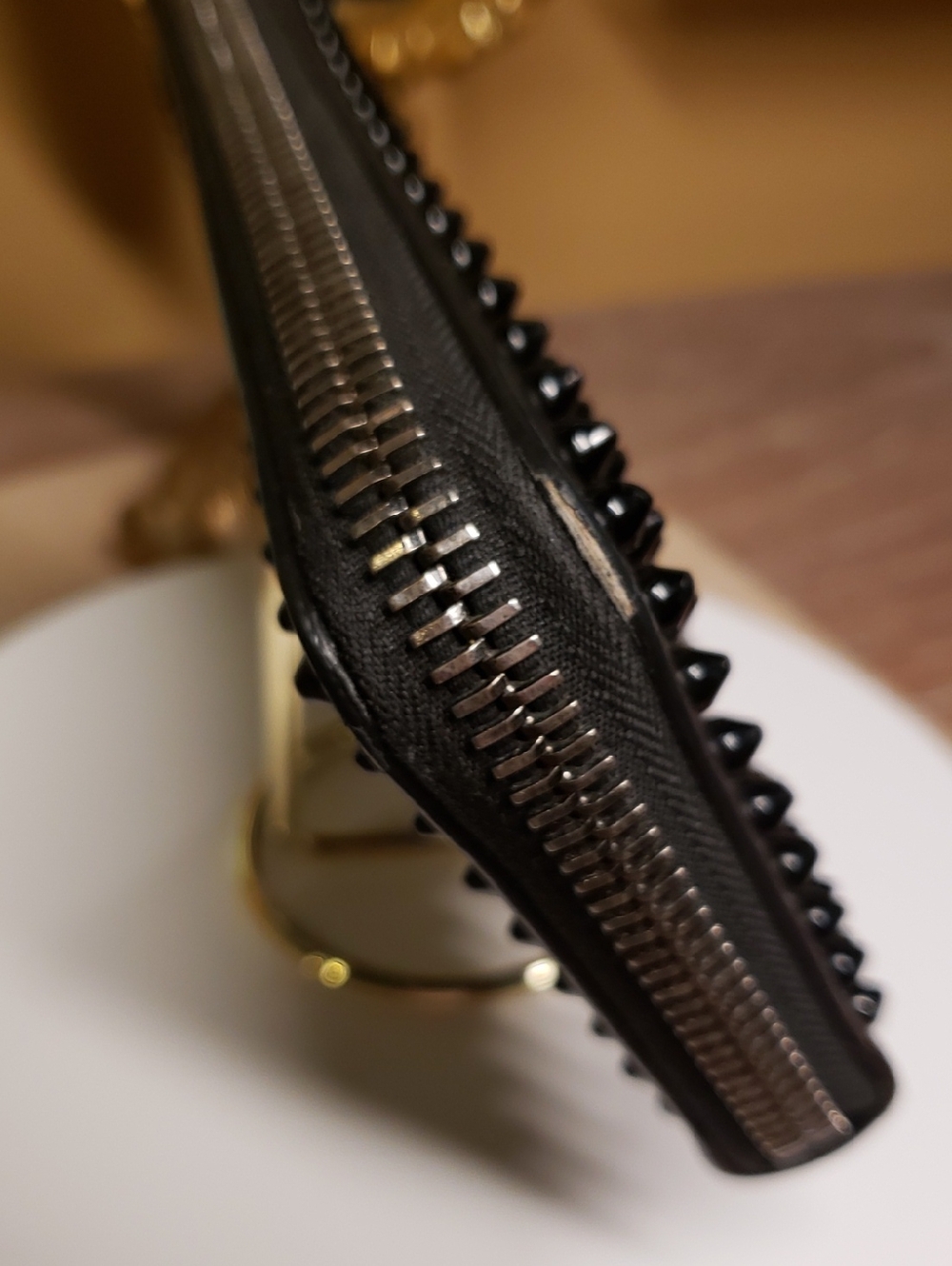 Christian Louboutin Black Studded Zip Wallet with Black Spikes EUC - Picture 13 of 16